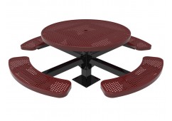 Round Single Pedestal Picnic Table with Perforated Steel